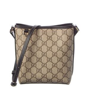 Gucci Gg Emblem Nano Gg Supreme Canvas & Leather Bucket Bag, Black